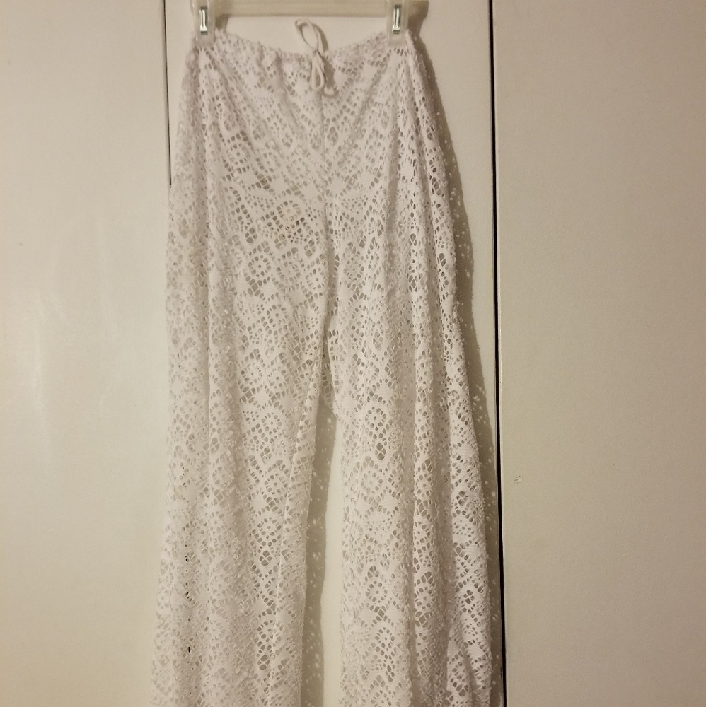 White Lace Bathing Suit Coverup Pants